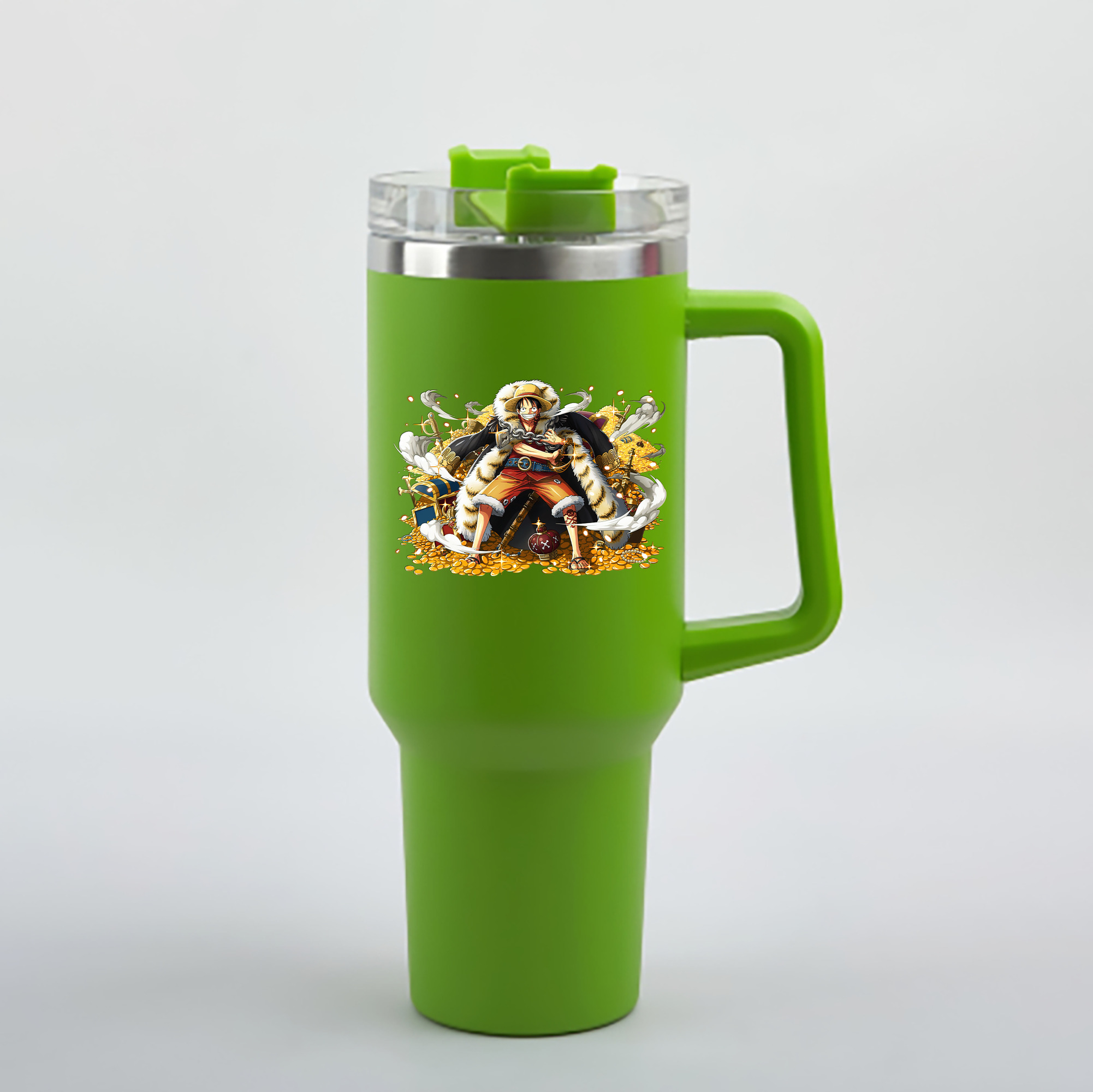 ワンピース モンキー・D・ルフィ ONE PIECE Monkey D. Luffy 1200mL車用タンブラー - クリスタルステッカー（プラスチックストロー付き）